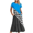thumbnail image 1 of Latrodar Robe Longue Ample à Manches Courtes avec Poche et Col Rond pour Femmes Flash Deals, 1 of 4