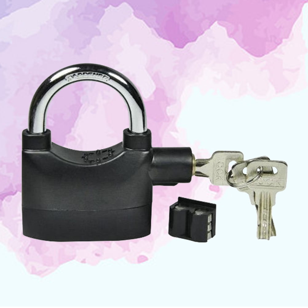 Kkewar Alarm Padlock,Alarm Padlock Anti-Theft Security System for Door Motor with High Decibel (Black)