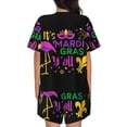 thumbnail image 3 of Lsque Mardi Gras with Flamingo Women's Short-Sleeved Pajama Set - 2 Piece Soft and Lightweight Sleepwear Set-4X-Large, 3 of 9