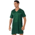 thumbnail image 2 of Lejafay Men's Nightshirt Soft Loose Pajama Sleep Shirt Nightwear Short Sleeve Nightgown V-Neck Dark Green M, 2 of 6