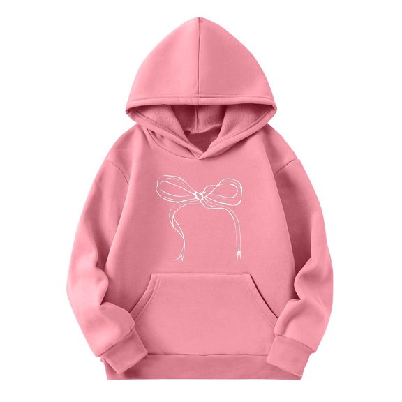 Loose Girls Pullover Hoodies Fall Long Sleeve Hooded Sweatshirts with Pocket Drop Shoulder Winter Casual Fashion Tops 7-8 Years, Pink