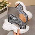 thumbnail image 5 of Women's Platform Sandals Open Toe Summer Breathable Knit Mesh Wedge Sneakers Comfy Arch Support Walking Shoes Gray Size 8.5, 5 of 7