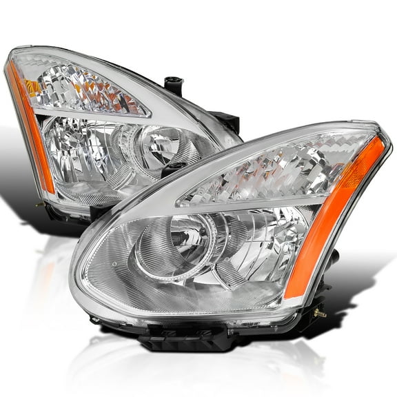 Spec-D Tuning Chrome Headlights Compatible with 2008-2013 Nissan Rogue L R Pair Head Light Lamp Assembly
