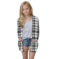 thumbnail image 2 of Swuxness Girls Print Cardigan Outerwear Long Sleeve with Pockets Casual Open Front Fashion Shirts Black 7-8 Years, 2 of 4
