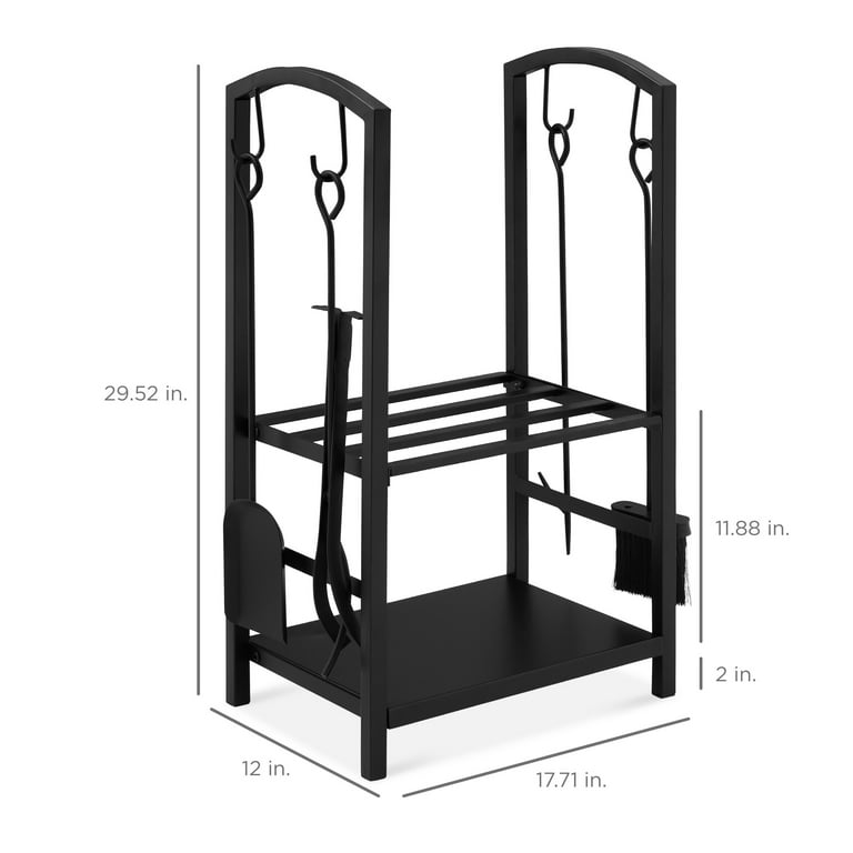 Best Choice Products 5-Piece Firewood Log Rack Holder Tools Set for Fireplace w/ Hook, Broom, Shovel, Tongs - Black Best Choice Products 5-Piece Firewood Log Rack Holder Tools Set for Fireplace w/ Hook, Broom, Shovel, Tongs - Black