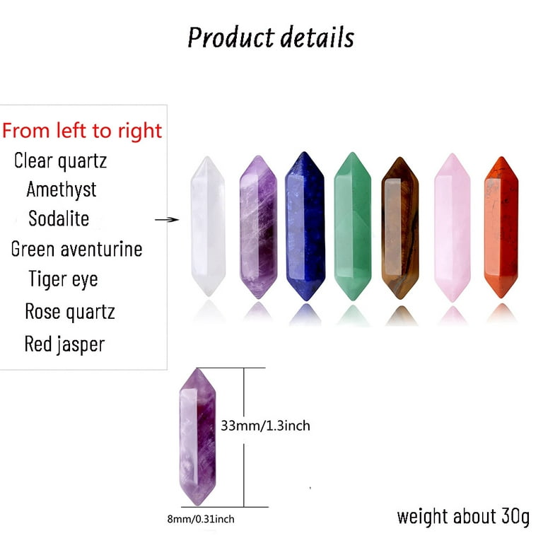 51 Pcs Crystal Hexagonal Wand Stones Bulk Worry Stones Healing Bullet  Crystals Stones Sets Witch Hexagonal Bullet Shaped Gemstones Chakra  Crystals for
