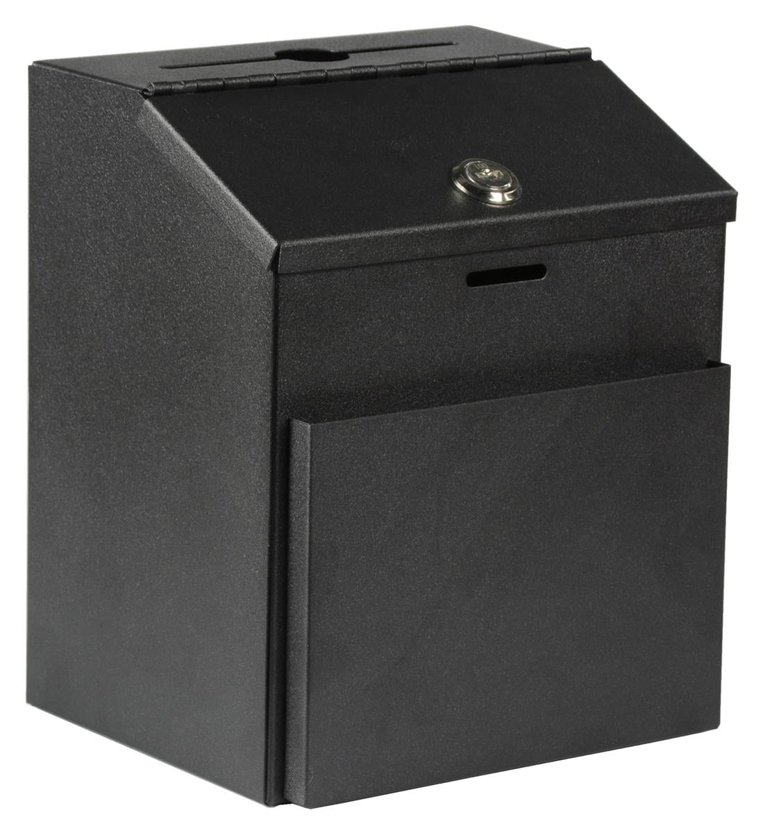 Suggestion Box with Lock Wall Mounted Steel Ballot Box with Lock Donation Box with Lock and Slot Key Drop Box Collection Lock Box with Key 8.4 x 7.1 x 5.9 Inches Black 