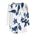 thumbnail image 4 of Viikei Long Sleeve Shirts for Women,Women Casual Summer Printed T-shirt Quarter Sleeve Round Neck Ruched Pullover Blouse Tops White S, 4 of 4