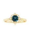 thumbnail image 4 of Rosec Jewels 5 MM Round London Blue Topaz Vintage Engagement Ring with Diamond, 10K Yellow Gold, US 9.00, 4 of 9
