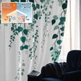 thumbnail image 5 of Spring Leaf Blackout Curtains for Bedroom/Living Room, Pinch Pleated Black Out Curtains, Country Simple Ombre Green Botanical Vines Room Darkening Window Drapes with Hooks 2 Panels, 39"x70", 5 of 8
