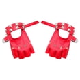 thumbnail image 2 of Guantes de cuero sintético de medio dedo para ciclismo, conducción, deportes, hombres, mujeres y adolescentes. rojo, 2 of 3