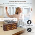 thumbnail image 3 of Wooden Digital Alarm Clock for Bedroom - Desk Clock with Large Numbers for Living Room Office, Loud Alarm for Heavy Sleepers Adults, Volume Control, Dimmer, DST, Wood Decor (Plug in Clock), 3 of 7