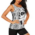 thumbnail image 2 of Womens Workout Tank Tops, Floral Sugar Skull Portrait Racerback Tank Tops Quick Dry Vest Sleeveless Athletic Yoga Gym, 2 of 7