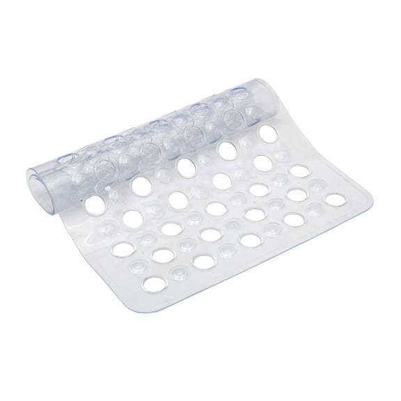 Kenney® Inside the Shower Vinyl Bath Mat with Suction Cups and Large Drain Holes, 27" L x 14.5" W , Clear