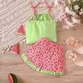 thumbnail image 4 of XBASW Baby Toddler Girls Summer Short Set Outfit Kids Tie Knot Shoulder Sleeveless T-Shirt Tops + Shorts Girls 2PCS Set 1-6T, 4 of 9