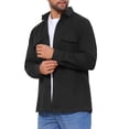 thumbnail image 4 of Chaqueta de trabajo INSPIRE CHIC para hombre, camisa de botón de manga larga, chaqueta casual de color sólido, L negra, 4 of 6