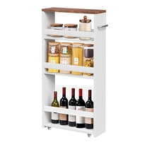 HomGarden 4-Tier Slim Storage Cart Rolling Kitchen Cart Utility Cart for Laundry, Narrow Places W/ Wheels & Handle, White