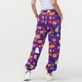 thumbnail image 4 of IVEYRTF Children's Halloween Print Cargo Pants Joggers Fall Winter Elastic Waistband Multiple Pockets Fleece-Lined Thickened Casual Sports Trousers for Kids 3-14 Years(Purple,11-12 Years), 4 of 5