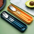thumbnail image 4 of 3Pcs/set Portable With Storage Box Reusable Stainless Steel Cutlery Set Tableware Spoon Fork Chopstick Kits Dinnerware GREEN, 4 of 8