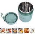 thumbnail image 2 of Frasco de Alimentos Aislado, Recipiente de Alimentos de Doble Capa Termo de Sopa Aislado con Cuchara Plegable y Tapa con asa para Viajes (Verde), 2 of 4