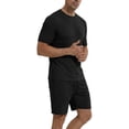 thumbnail image 3 of LANBAOSI Mens Pajama Set Summer Ribbed Knit Lounge Short Set 2-Piece Breathable Soft Sleepwear Set Size M, 3 of 8