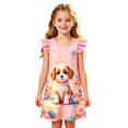 thumbnail image 4 of WhouRiu Girls Summer Cartoon Graphic Dresses Sleeveless Flutter Sleeve Crew Neck Dress Kids Comfortable Cute Casual Party Nightgown,7-8 Years, 4 of 4