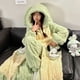thumbnail image 2 of Pijama de terciopelo con capucha de Coral grueso para mujer, ropa de dormir de felpa, pijamas lindos de dibujos animados, ropa de casa de franela de invierno, traje de Bata verde Cos, 2 of 5