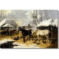 thumbnail image 1 of Ceramic Tile Mural-John Frederick Herring Horses Floor Tile Mural 27. 48" w x 32" h using (24) 8 x 8 ceramic tiles, 1 of 3