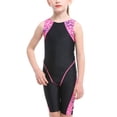 thumbnail image 5 of Avrnliq Girls Knee Length Jammer Swimsuit, Black Racerback One Piece Athletic Swimwear for 4-12 Years, Chlorine Resistant Performance Training Suit,Size 8-10 T, 5 of 9
