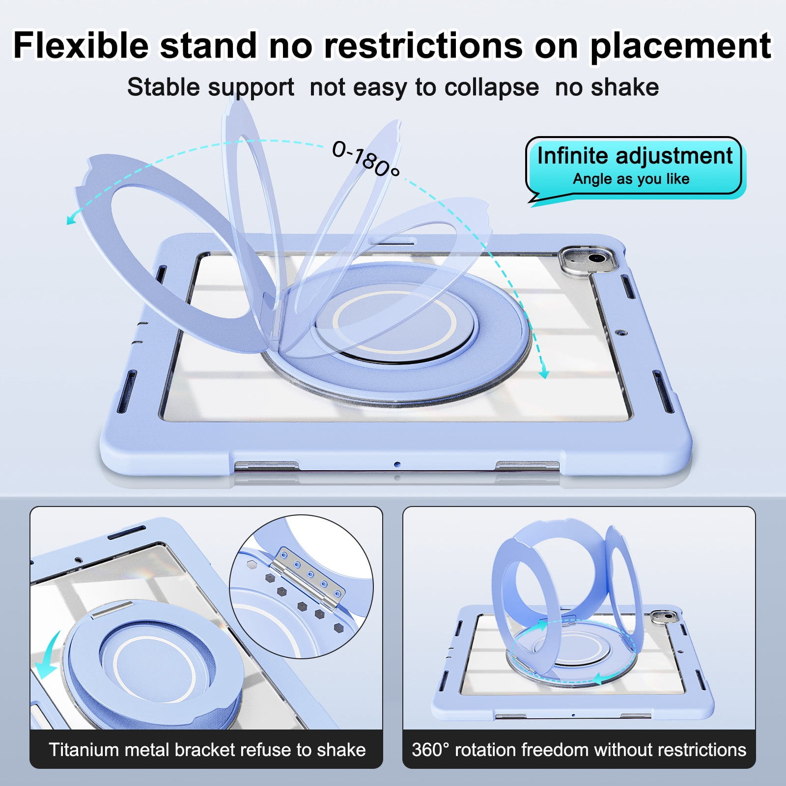 XYX Shockproof Tablet Case for iPad Air 13 inch M3 2025/iPad Air 13 inch M2 2024 with 360 Rotating Stand, Slim Lightweight with Pencil Holder, Blue