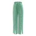 thumbnail image 4 of Bmisegm Stylish Women's Casual Pants Wide Leg Loose Palazzo Trousers Comfortable Fit Elastic Waist with Pockets Trendy Design for All Occasions Mint Green XL, 4 of 5