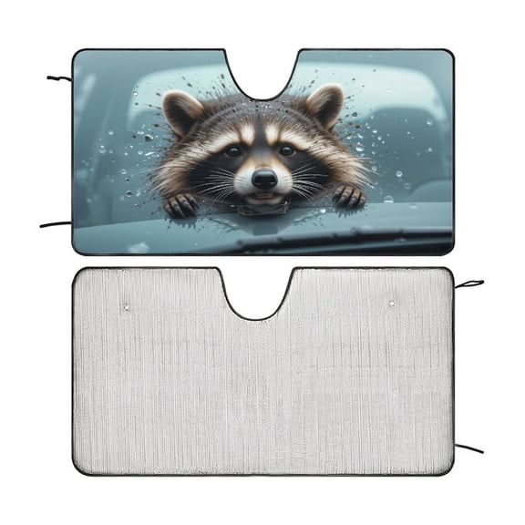 Funny Raccoon Windshield Sun Shade for Car SUV Truck, Car Sun Shade Windshield, Car Shades for Front Windows, Sunshade for Car Windshield, Protector Blocks UV 55"x30"