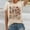 Beige, variant on Womens Short Sleeve Blouses Loose Fit Tops Graphic Print Trendy 2025 Basics Crew Neck T Shirt