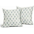 thumbnail image 2 of Blue Green Block Print Pillow Covers 20x20 Set of 2 Decorations Vintage Floral Throw Pillow Covers Decor Rustic Pillowcases Flower Pattern Farmhouse Cozy Soft for Sofa Bed Chair Home Decorative, 2 of 4
