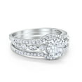 thumbnail image 2 of Trio Set Three Piece Wedding Ring Round CZ 925 Sterling Silver Size 8, 2 of 4