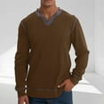 thumbnail image 2 of YLSDY Fashion Mens Henley Long Sleeve Shirts Fall Lightweight Sweatshirts Casual V Neck Slim Fit Pullover T-Shirt Khaki M, 2 of 9