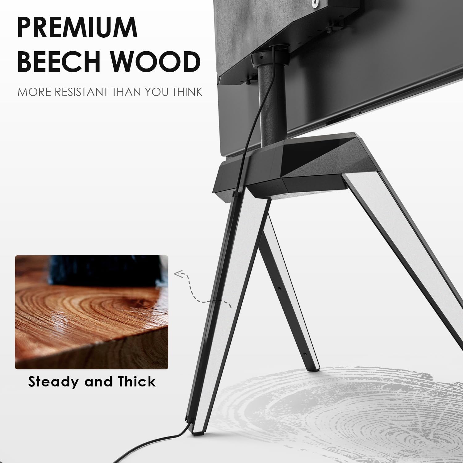 FITUEYES Picasso Series Corner TV Stand for 55–78 Inch TVs, Black & White, Cable Management