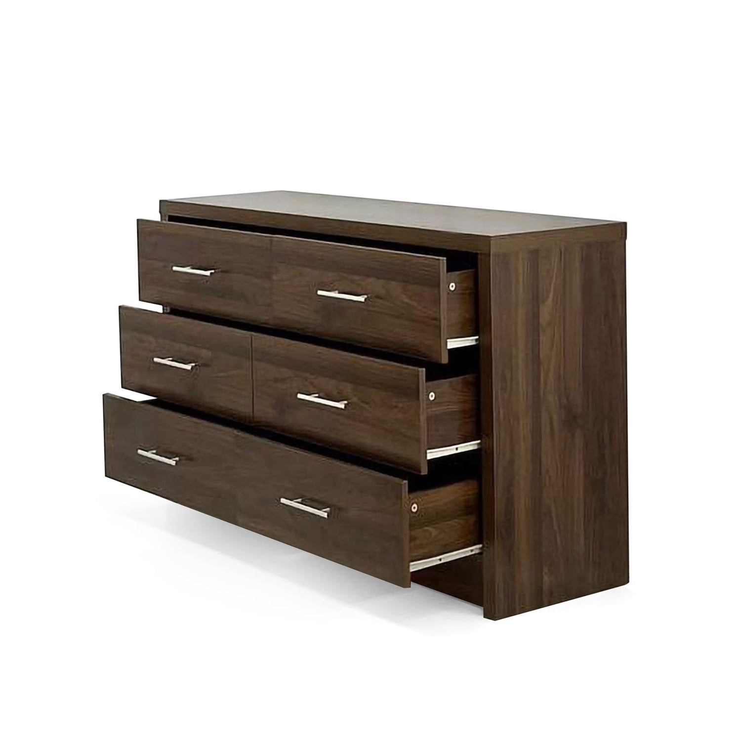 Kadyn MDF Drawer Chest, 6 Drawer Double Dresser for Living Room, Modern Drawer Dresser with 6 Drawers, Walnut