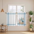 thumbnail image 2 of Blue Coastal Kitchen Curtains 45 Inch Length, Nautical Starfish Eucalyptus Leaf Coral Striped Tiers Curtains for Bathroom Bedroom Cafe, Light Filtering Window Treatment Drapes 2 Panels 42"Wx45"L, 2 of 8