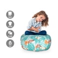 thumbnail image 2 of Aloha Storage Toy Bag Chair, Summer Scene of Palm Tree Leaves and Hibiscus Flowers, Stuffed Animal Organizer Washable Bag, Small Size, Orange Turquoise, by Ambesonne, 2 of 3
