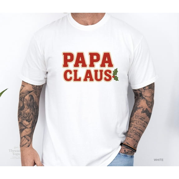 Faux Embroidered Christmas Papa Claus T-Shirt