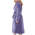 thumbnail image 6 of HAPIMO Women's Oversize Long Coats Long Sleeve Lapel Collar Open Front Coat Casual Fall Winter Trendy Coats Solid Soft Comfy Coat with Tie Purple L, 6 of 7