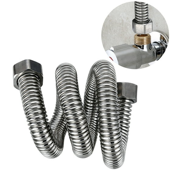 LOLIPPYY 2Pcs Metal Corrugated Water Heater Hose Easy to Bend Corrosion Resistant Plated Silver
