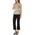 thumbnail image 2 of Blusas de trabajo Satin Inspire Chic para mujeres, blusa casual de negocios con mangas de capucha, floral vintage, L gris melocotón, 2 of 6