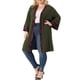 thumbnail image 2 of Cárdigan midi boho de mujer plus size Agnes Orinda de otoño, abierto por delante, color verde ejército, talla 2X, 2 of 6