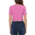 thumbnail image 3 of INSPIRE CHIC Veste à Bordure Contrastée pour Femmes Col en V Manches Courtes Blazer de Travail Rose m, 3 of 6