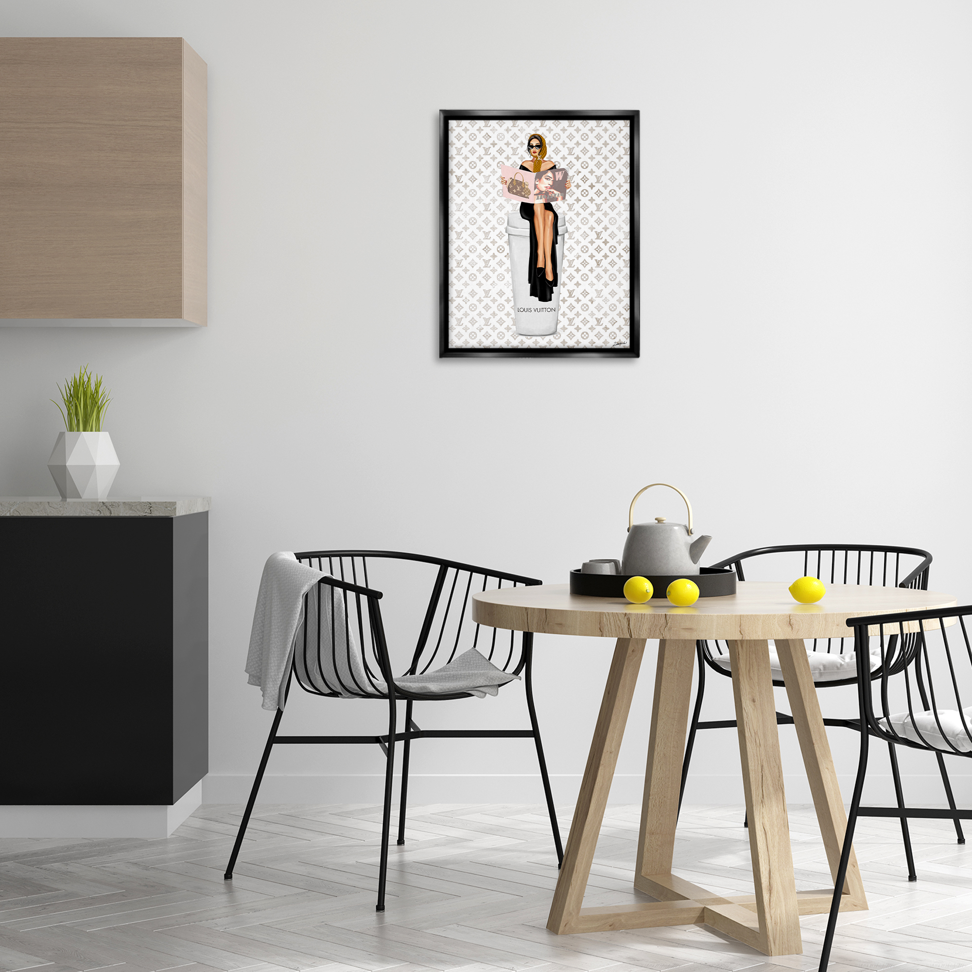 Stupell Industries High Fashion Woman Beauty & Fashion Painting Black Floater Framed Art Print Wall Art, 17 x 21