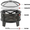 thumbnail image 3 of Breezz 26 Inch Wood Burning Fire Pit with Cooking Grill and Spark Screen, Outdoor Metal Round Firepit for Patio, Backyard, Bonfire Party, Camping, 3 of 15