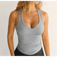 thumbnail image 4 of Tank Tops for Women Summer Sleeveless Shirts V Neck Ribbed Slim Fitted Tops Blouses Flower Ash XL, 4 of 7