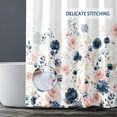 thumbnail image 4 of Navy Blue and Pink Floral Shower Curtain, Waterproof Fabric Watercolor Flowers Bathroom Shower Curtain with 12 Hooks, 72 x 72 Inch, 4 of 6